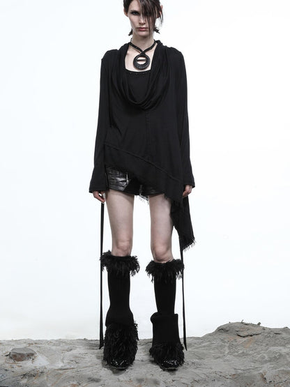 NN NORTH NODE Lyocell Draped Asymmetric Hem Knit T-shirt