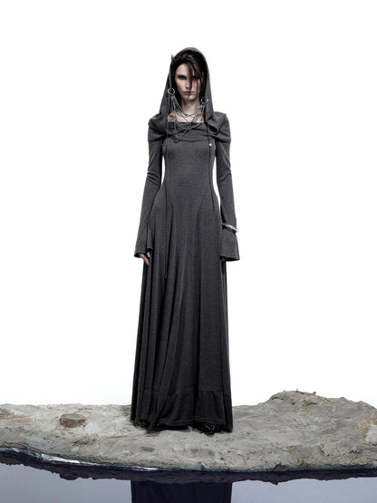 Lyocell Hooded Maxi Dress with Convertible Styles