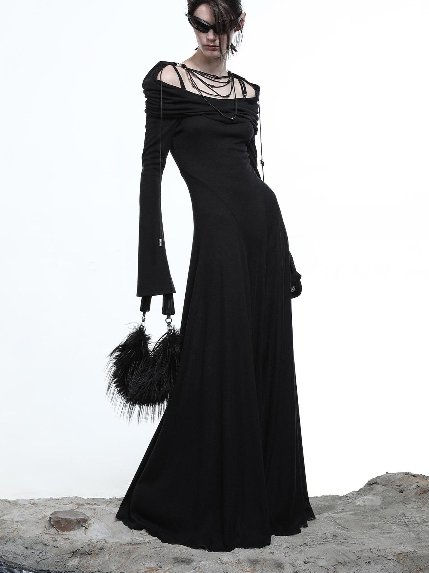 NN NORTH NODE Lyocell Hooded Maxi Dress with Convertible Styles