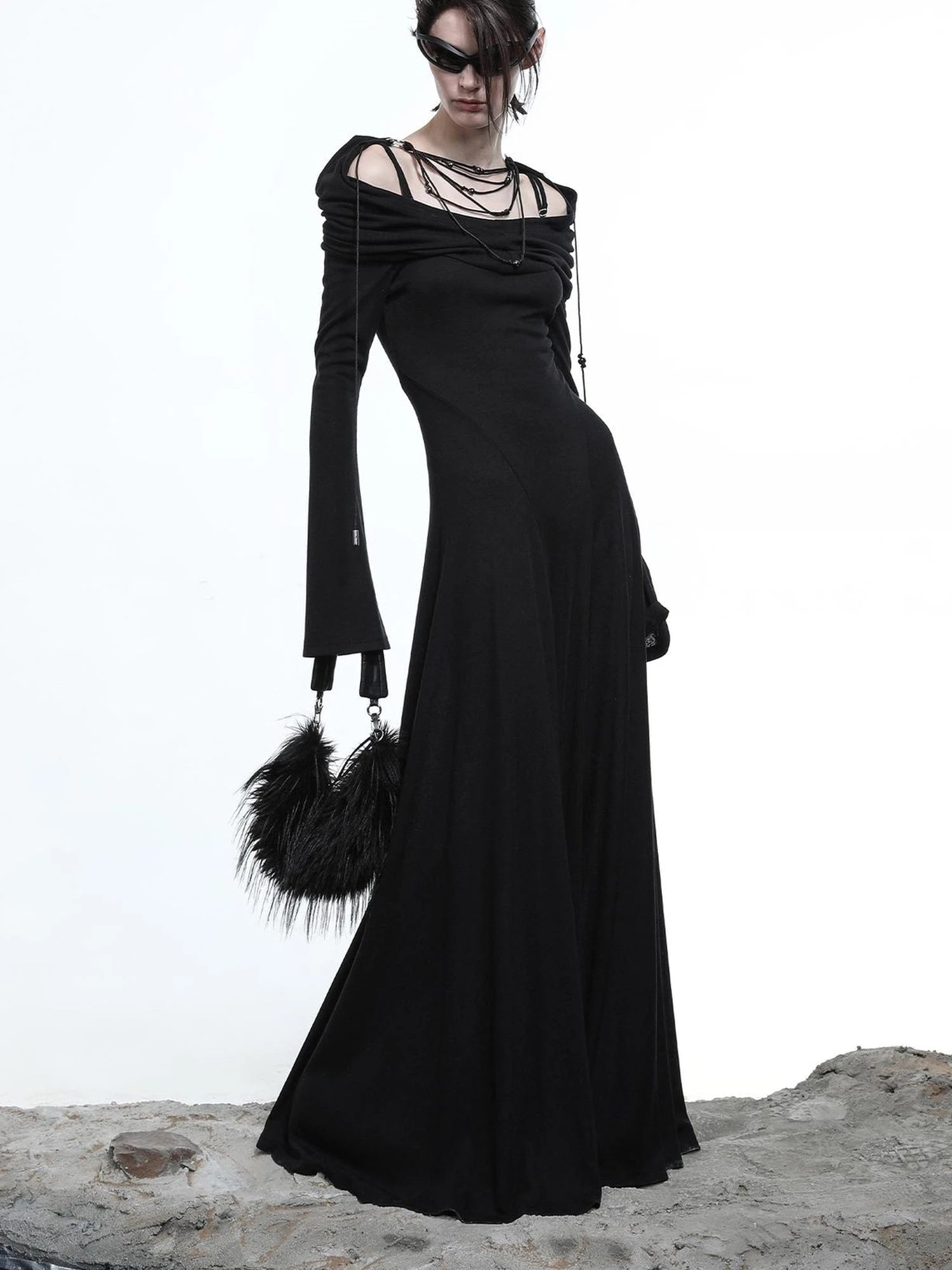 Lyocell Hooded Maxi Dress with Convertible Styles