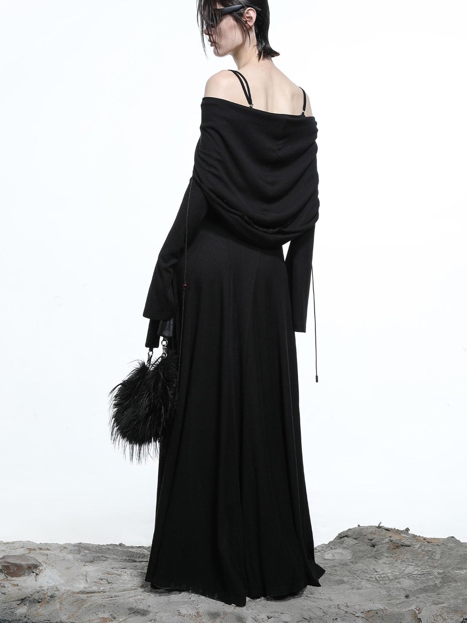 NN NORTH NODE Lyocell Hooded Maxi Dress with Convertible Styles