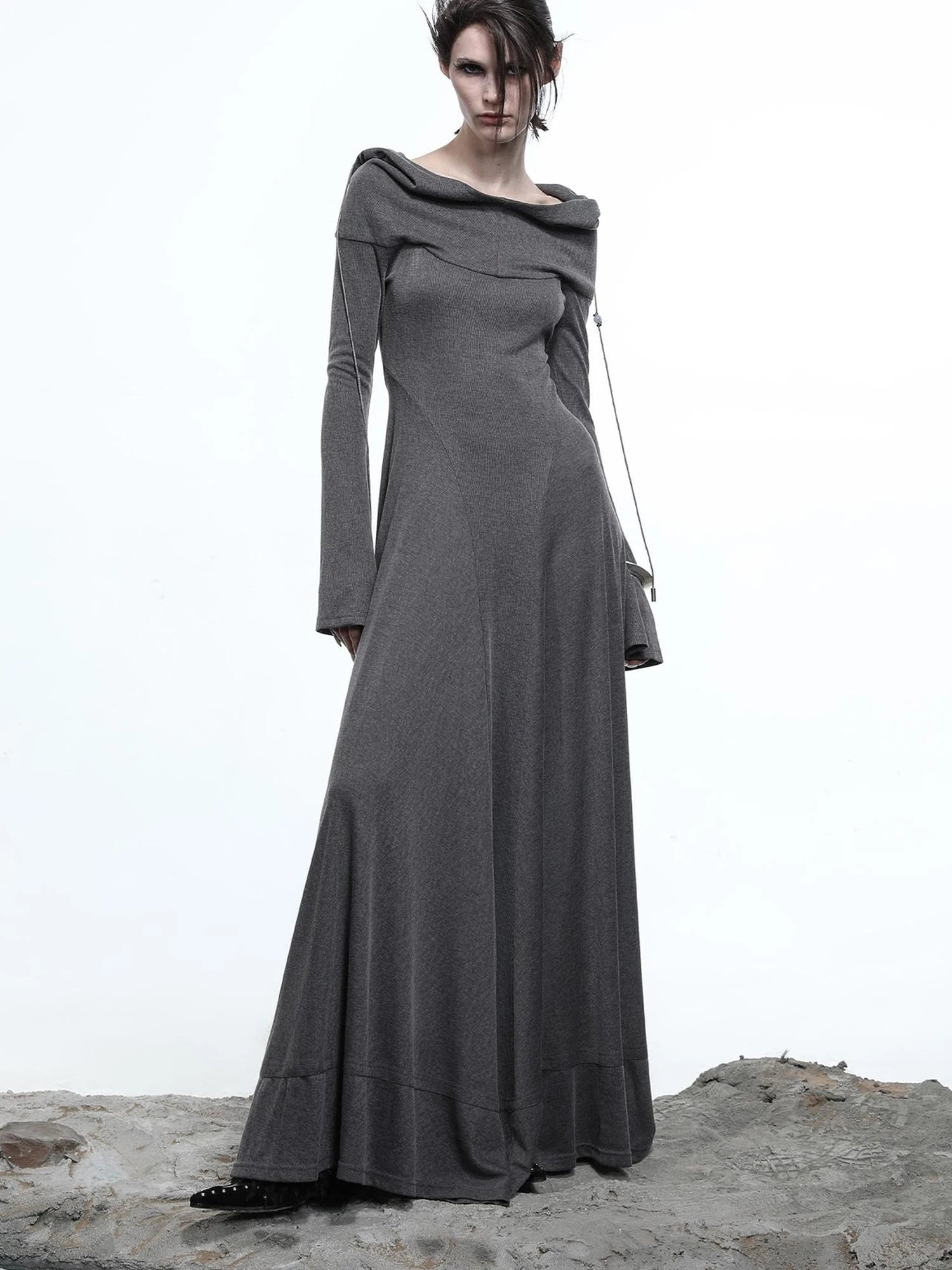 Lyocell Hooded Maxi Dress with Convertible Styles