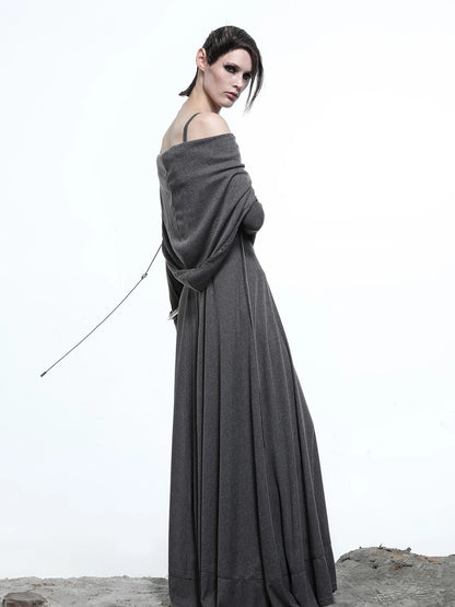 Lyocell Hooded Maxi Dress with Convertible Styles