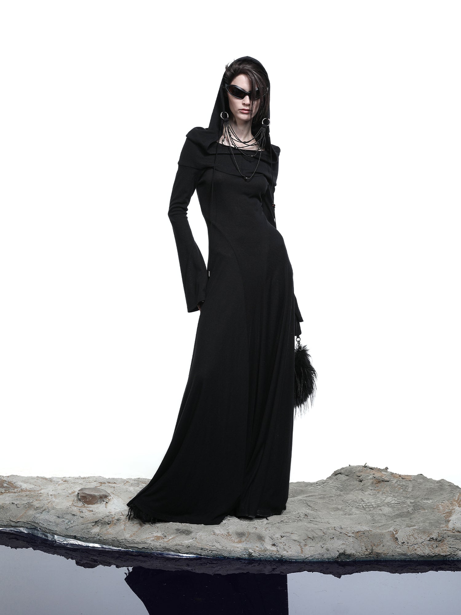 NN NORTH NODE Lyocell Hooded Maxi Dress with Convertible Styles