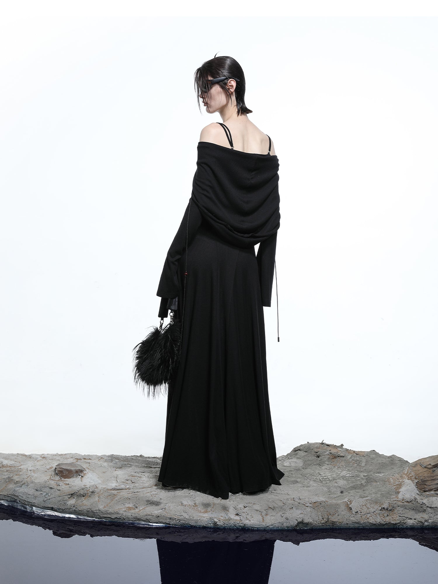 NN NORTH NODE Lyocell Hooded Maxi Dress with Convertible Styles