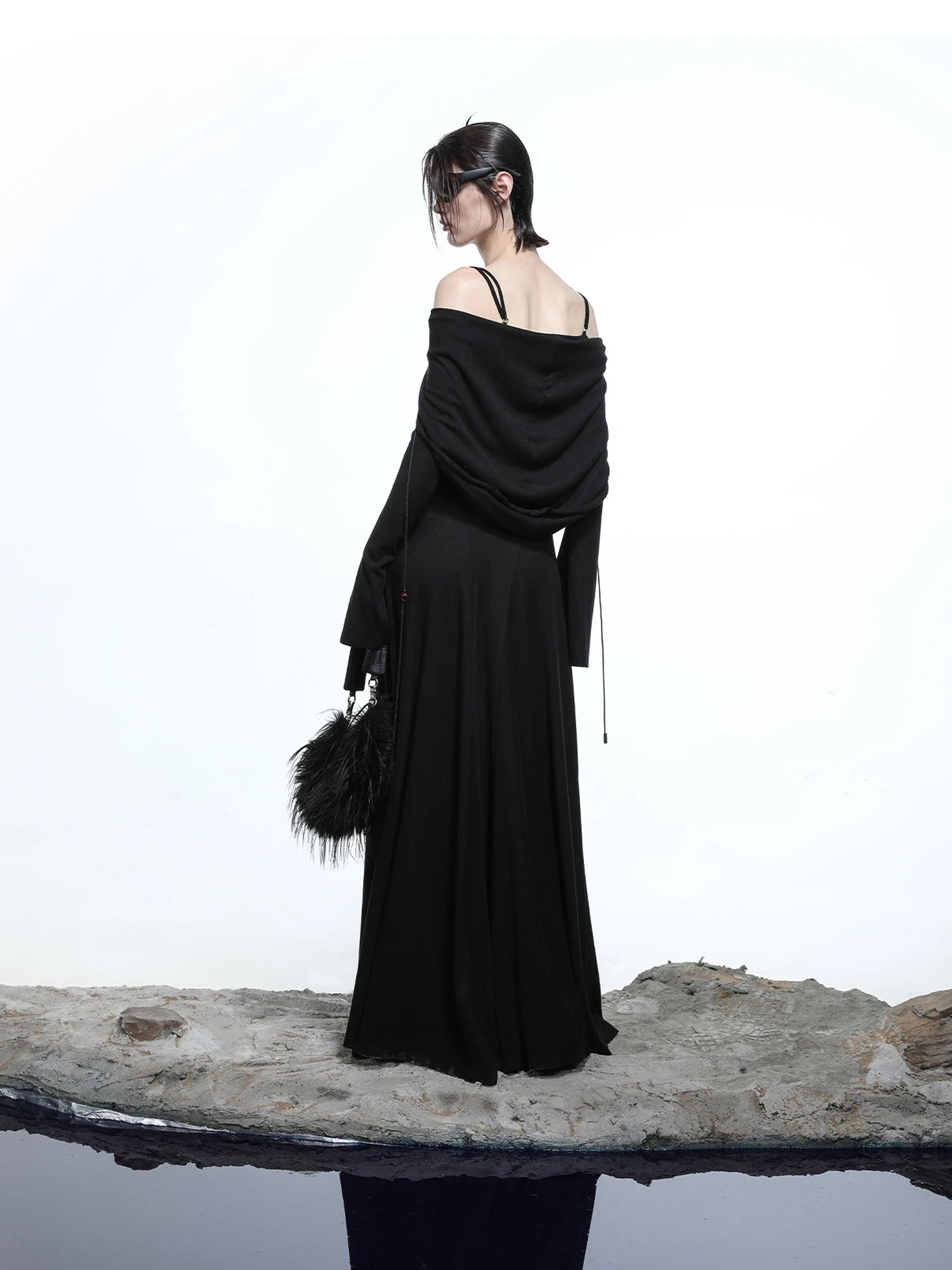 Lyocell Hooded Maxi Dress with Convertible Styles