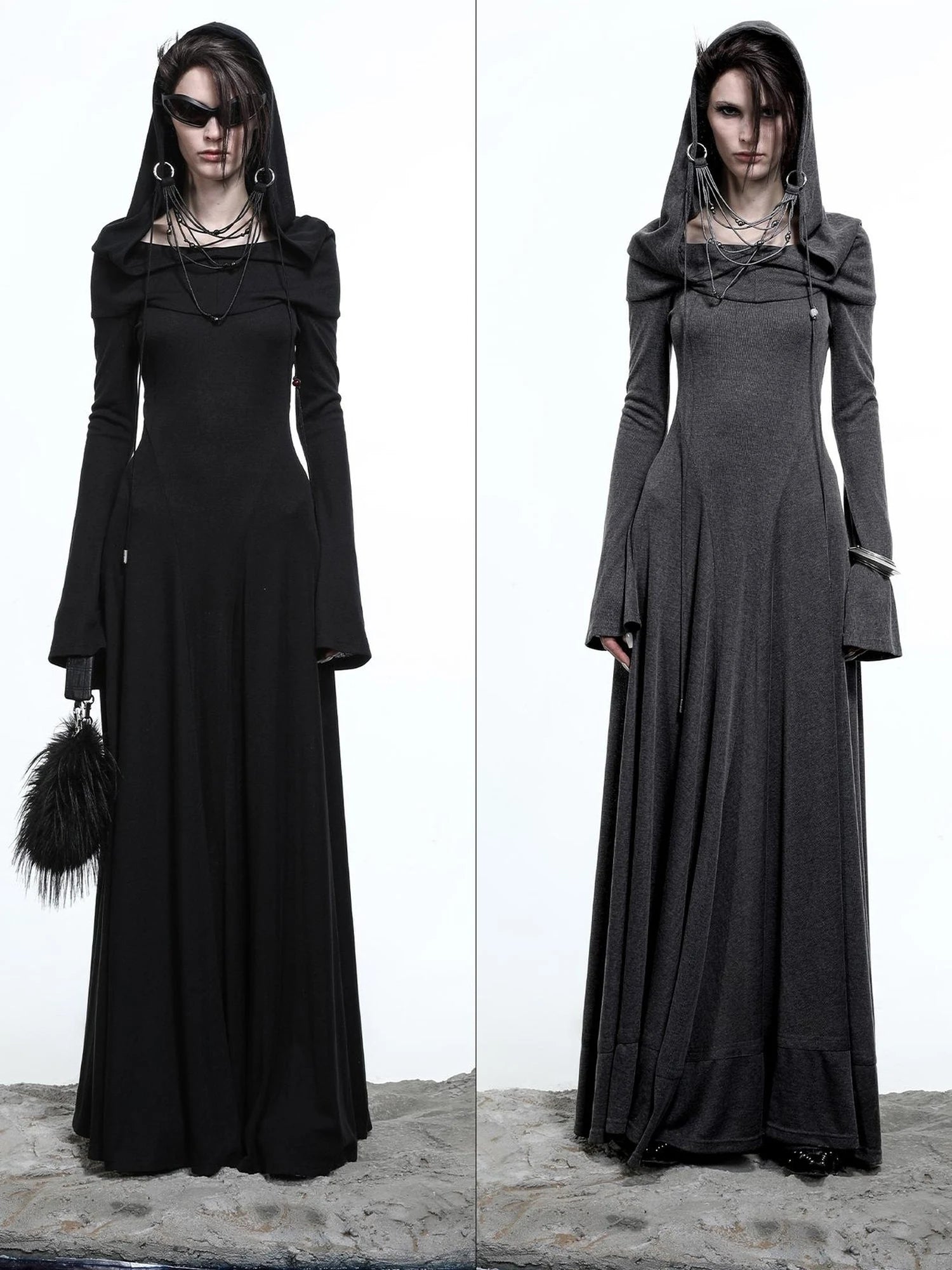 Lyocell Hooded Maxi Dress with Convertible Styles