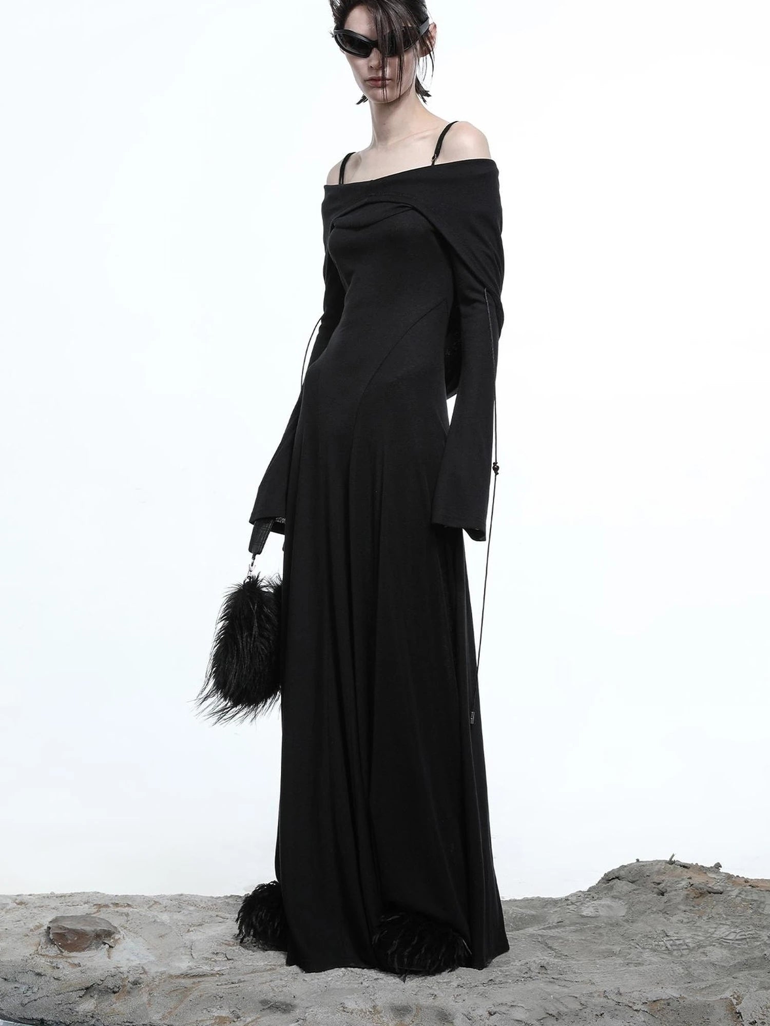 Lyocell Hooded Maxi Dress with Convertible Styles