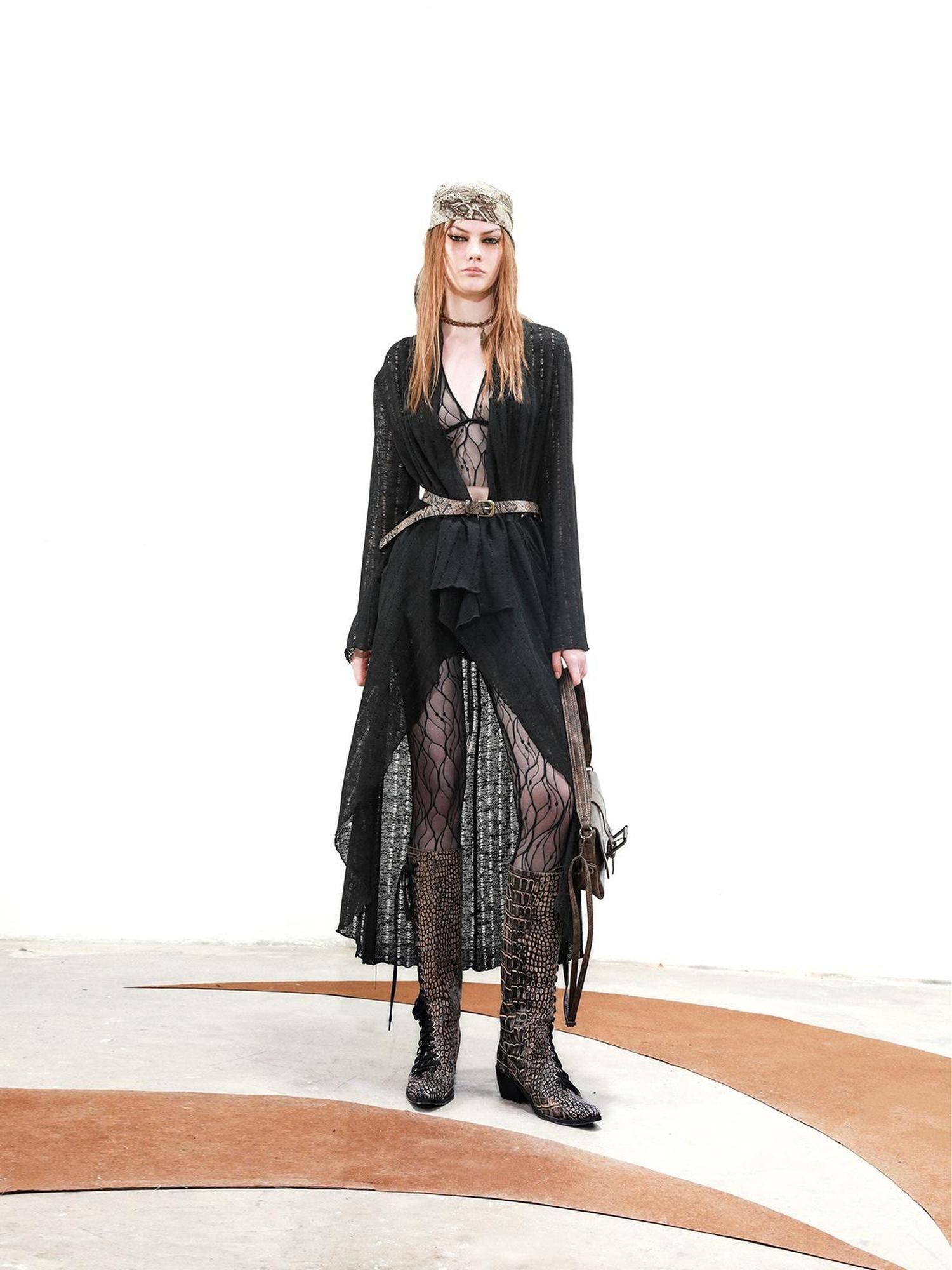 UpdateNN NORTH NODE Mesh Patchwork Linen Shirt Jacket