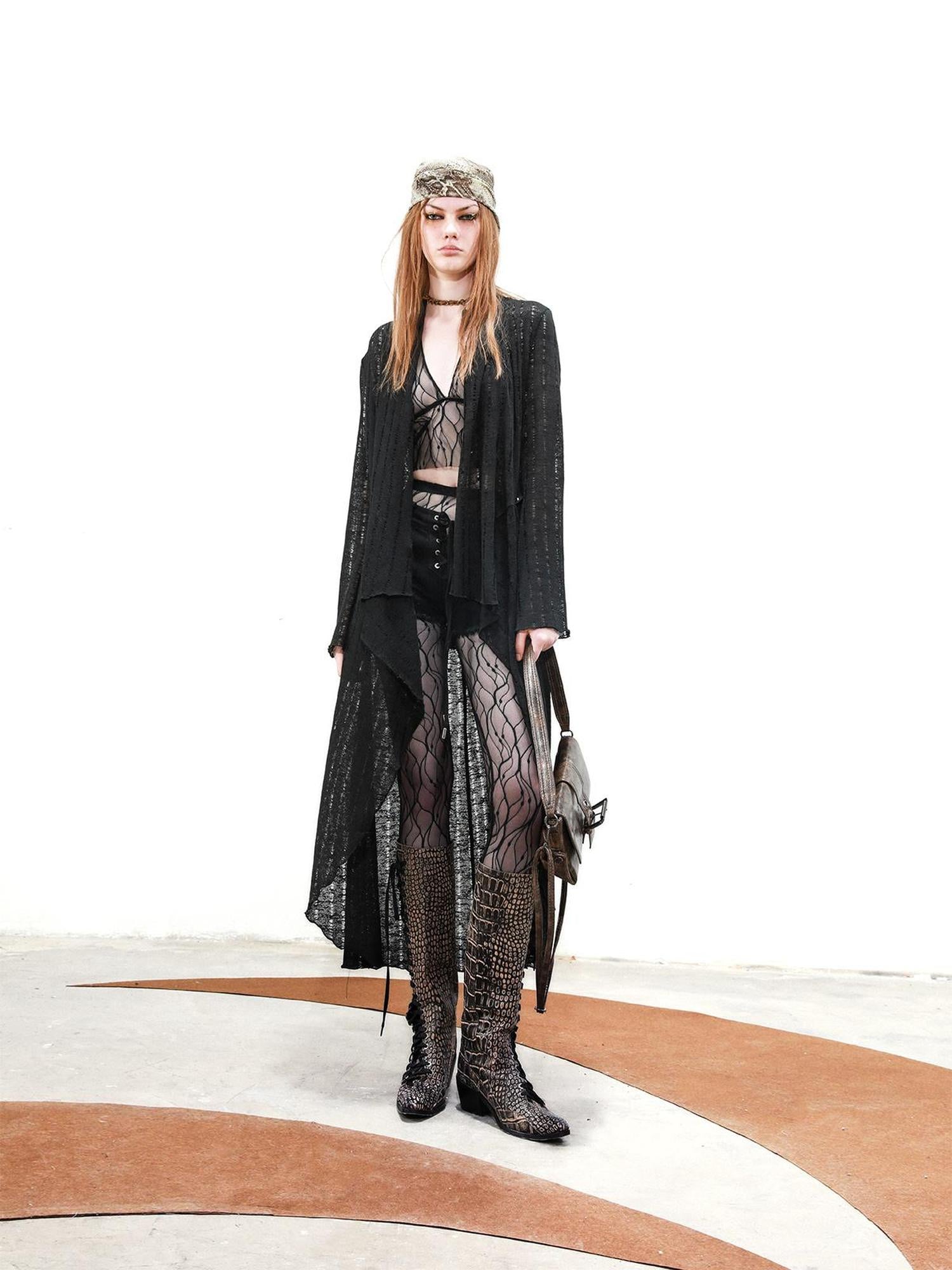 UpdateNN NORTH NODE Mesh Patchwork Linen Shirt Jacket