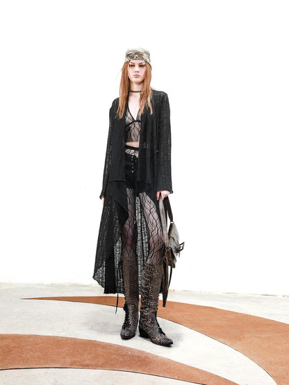 UpdateNN NORTH NODE Mesh Patchwork Linen Shirt Jacket