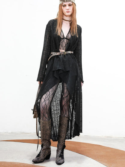 UpdateNN NORTH NODE Mesh Patchwork Linen Shirt Jacket