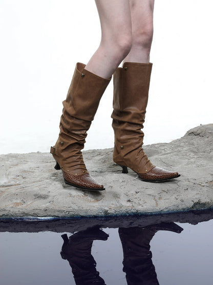 Moon Priestess Stacked Heel Boots