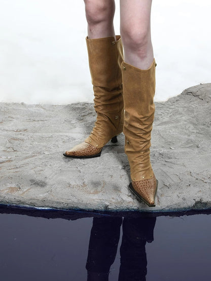 Moon Priestess Stacked Heel Boots