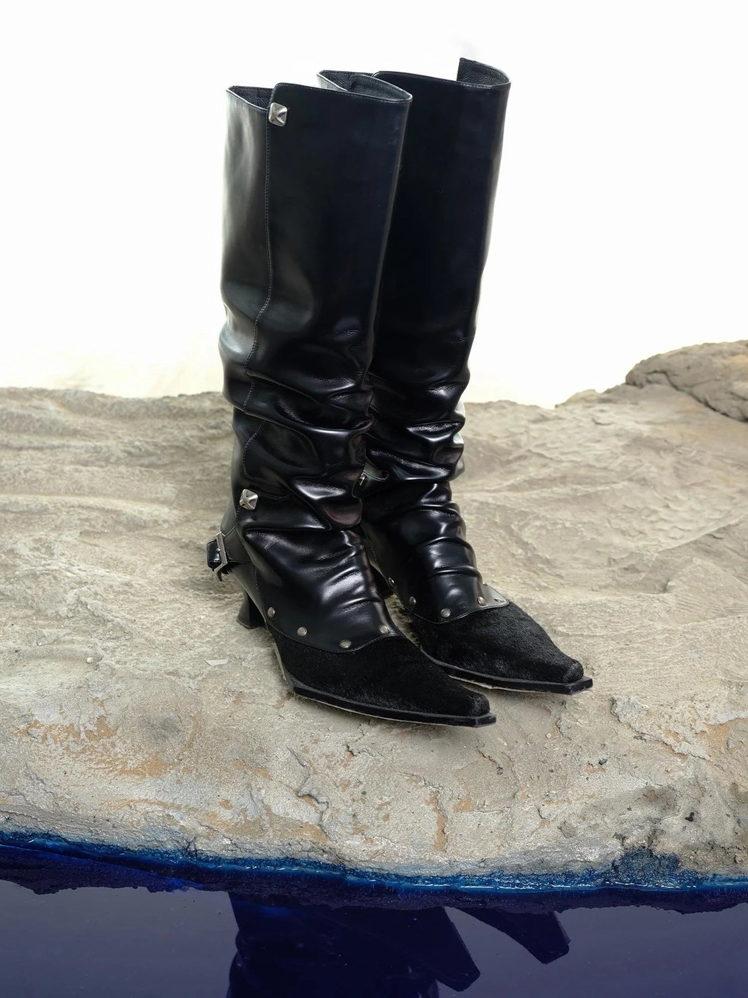 Moon Priestess Stacked Heel Boots