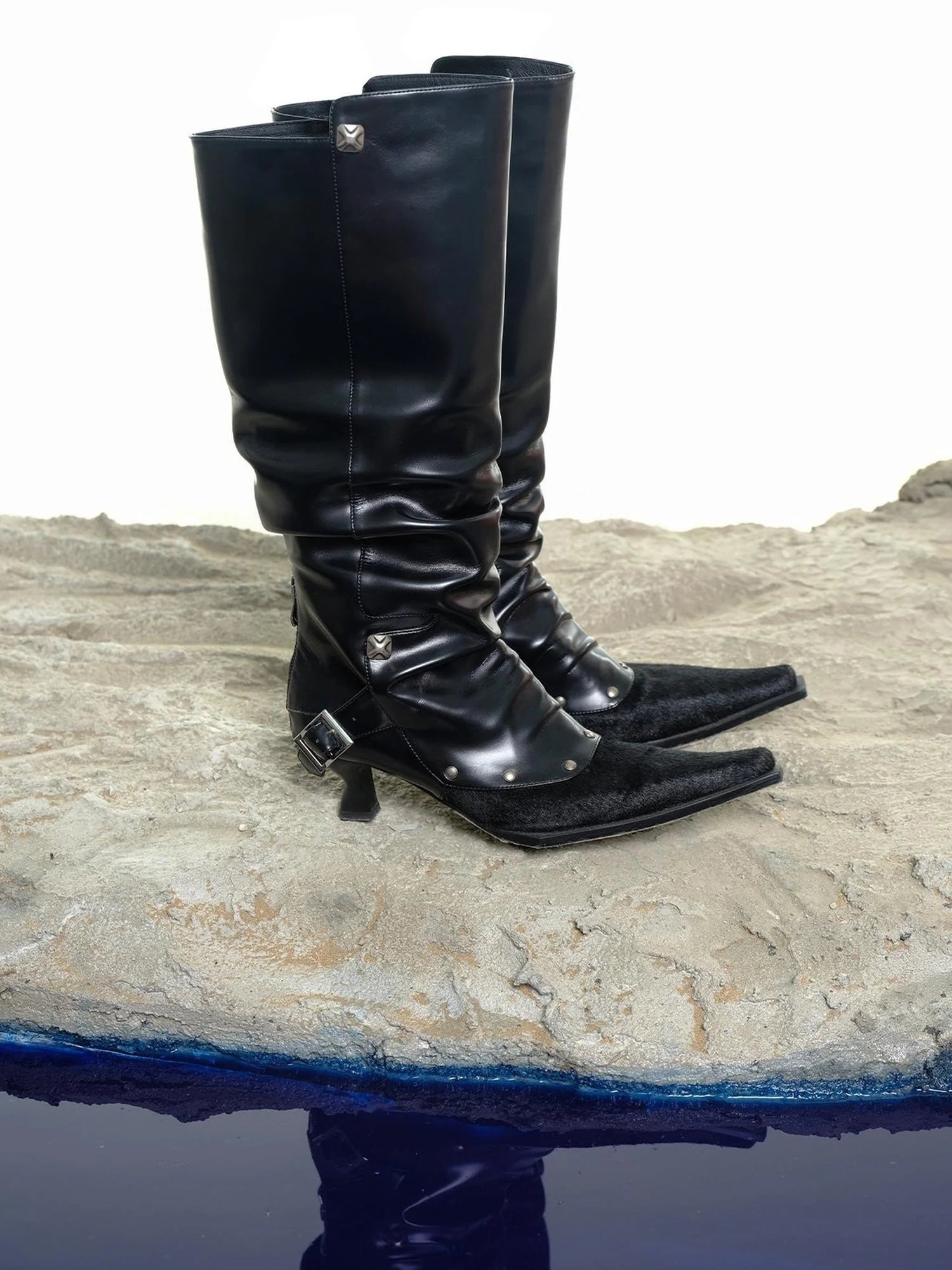 Moon Priestess Stacked Heel Boots