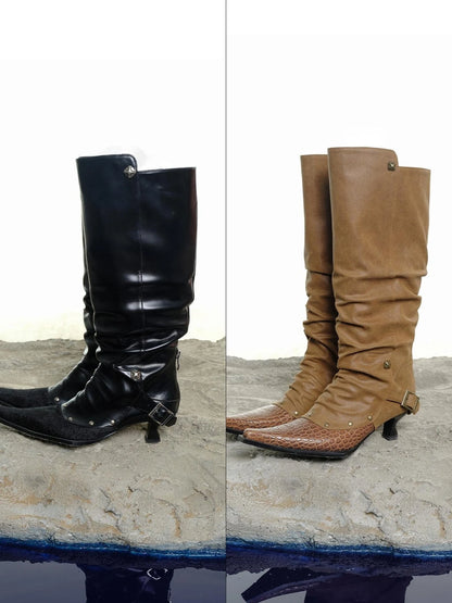 Moon Priestess Stacked Heel Boots