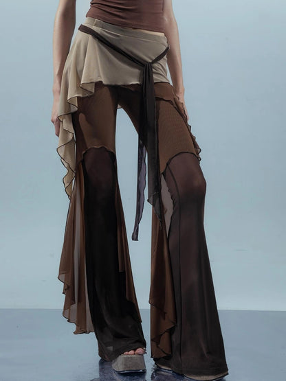 Multi Layer Mesh Gradient Wide Leg Pants