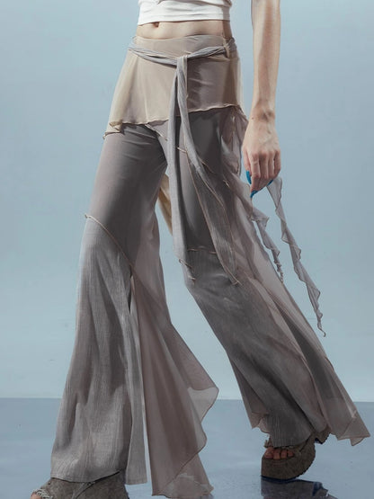 Multi Layer Mesh Gradient Wide Leg Pants