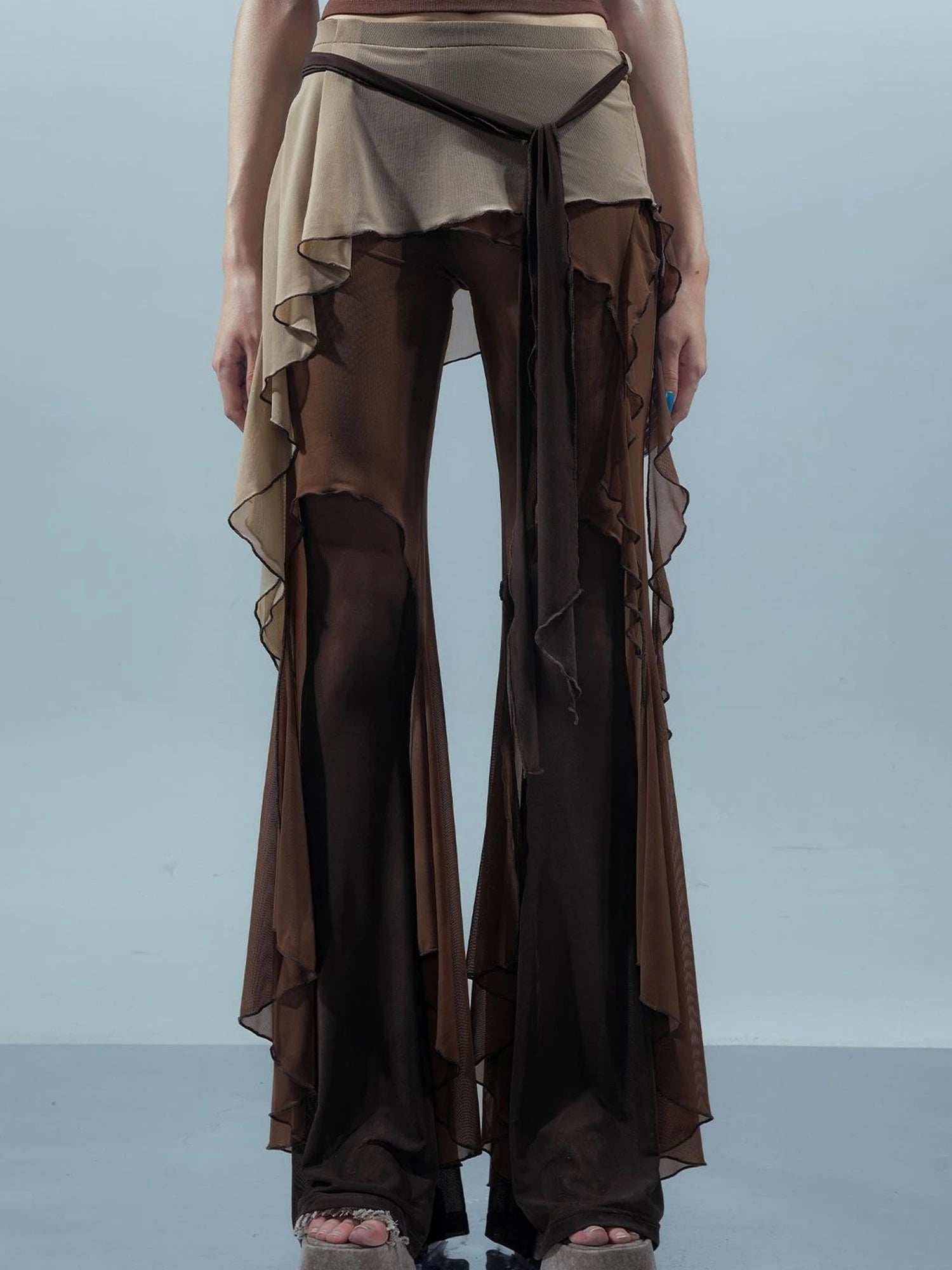 Multi Layer Mesh Gradient Wide Leg Pants