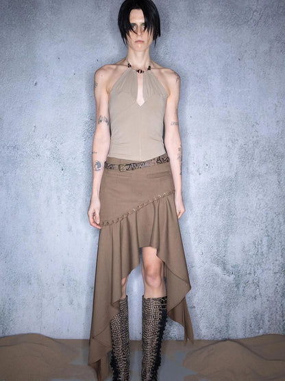 Nomadic Mesh Patchwork Hemline Asymmetrical Skirt