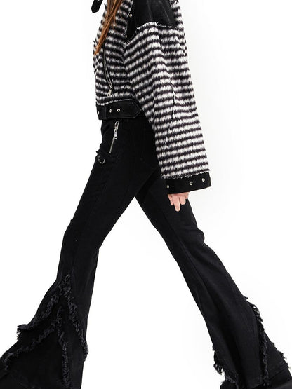 UpdateNN NORTH NODE Original Design Flared Denim With Fringe Hem