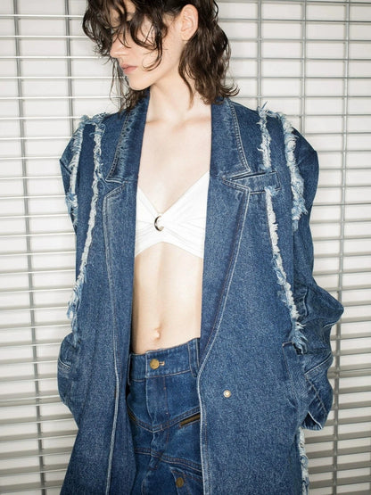 Oversized Knee Length Denim Coat