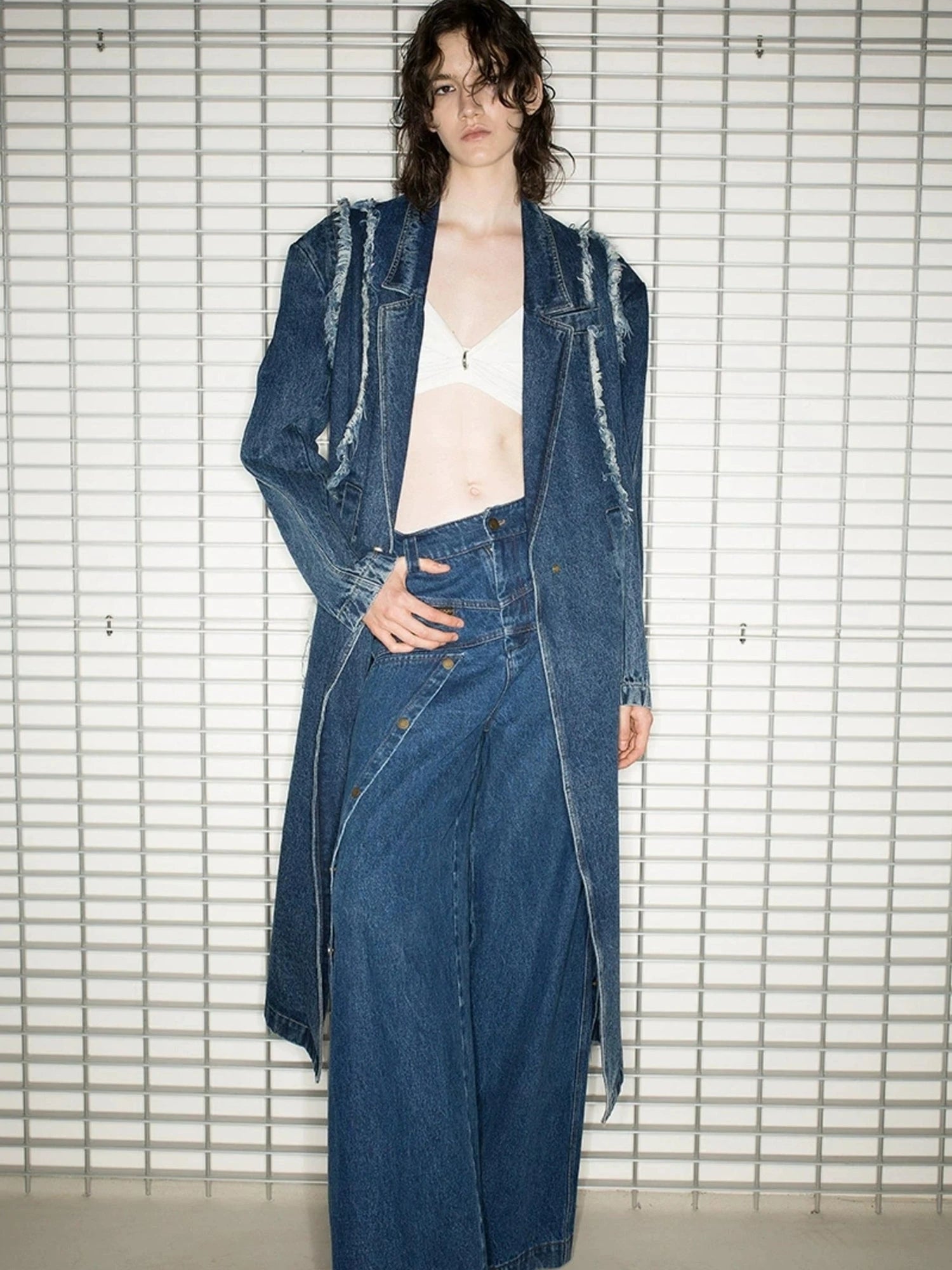 Oversized Knee Length Denim Coat
