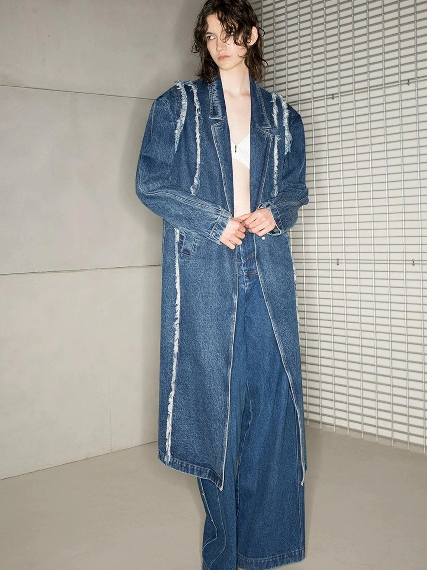 Oversized Knee Length Denim Coat