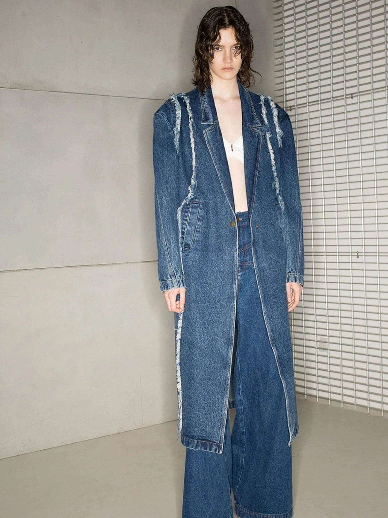 Oversized Knee Length Denim Coat