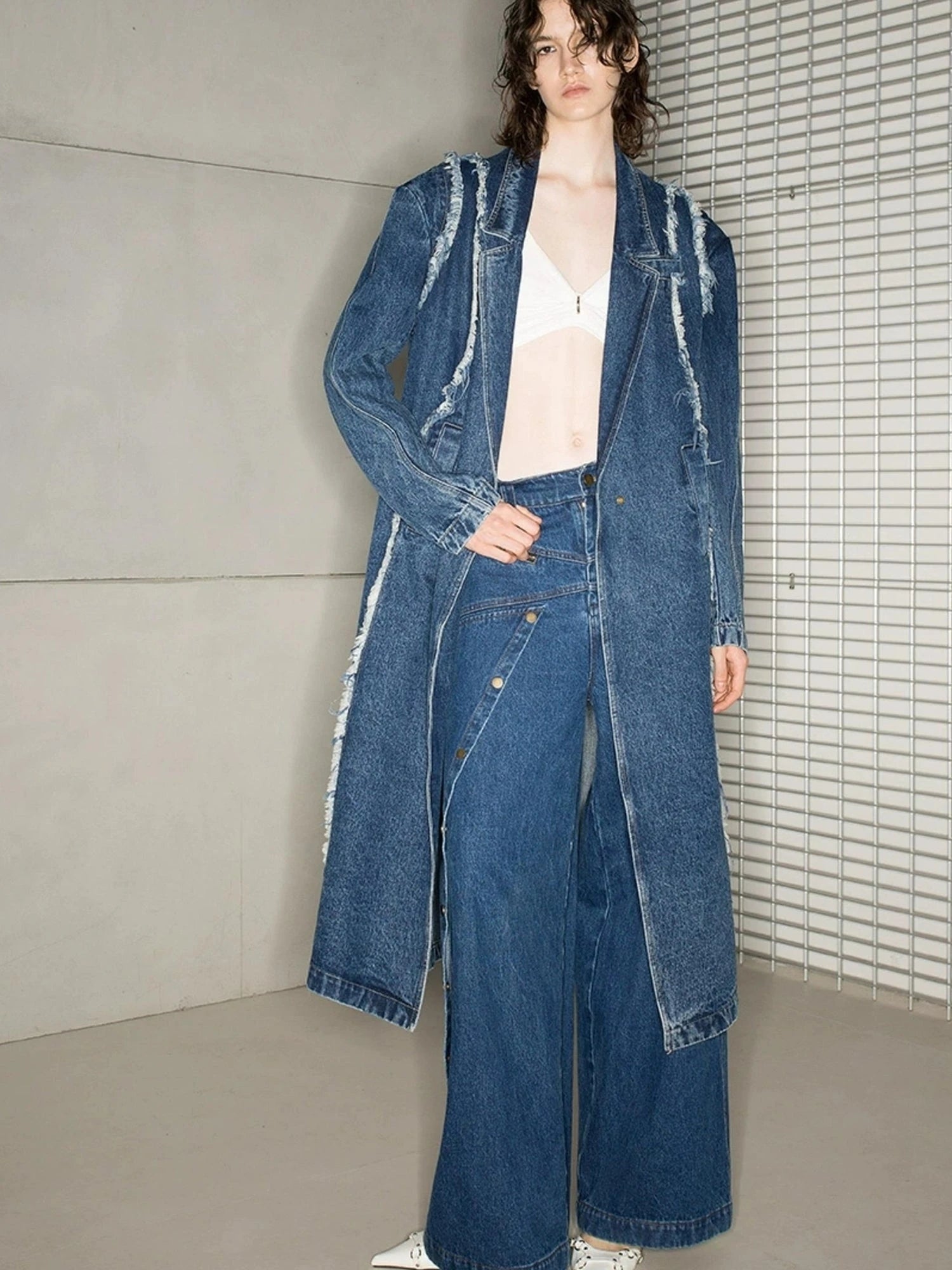 Oversized Knee Length Denim Coat