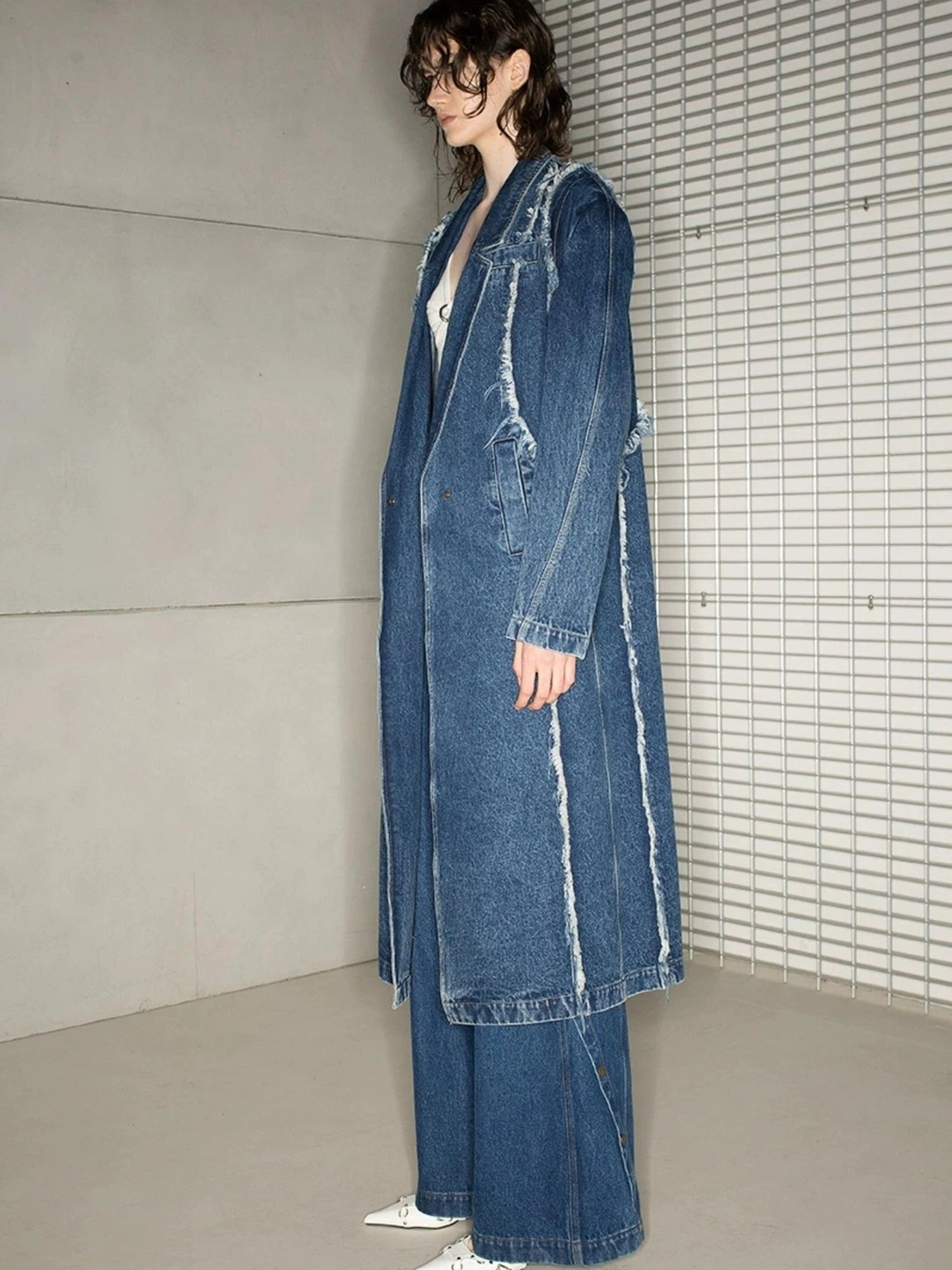Oversized Knee Length Denim Coat