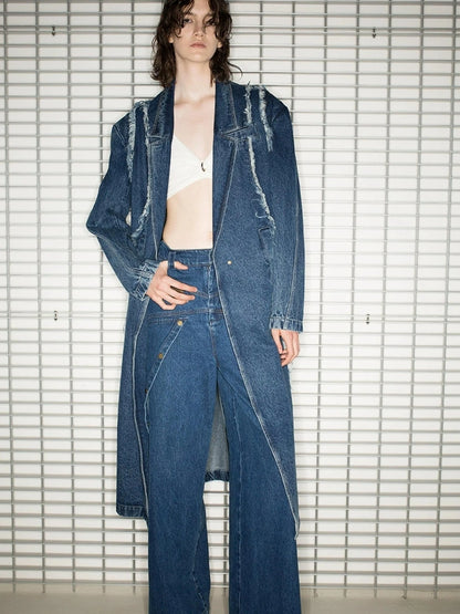 Oversized Knee Length Denim Coat