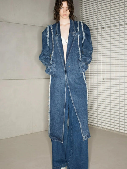 Oversized Knee Length Denim Coat