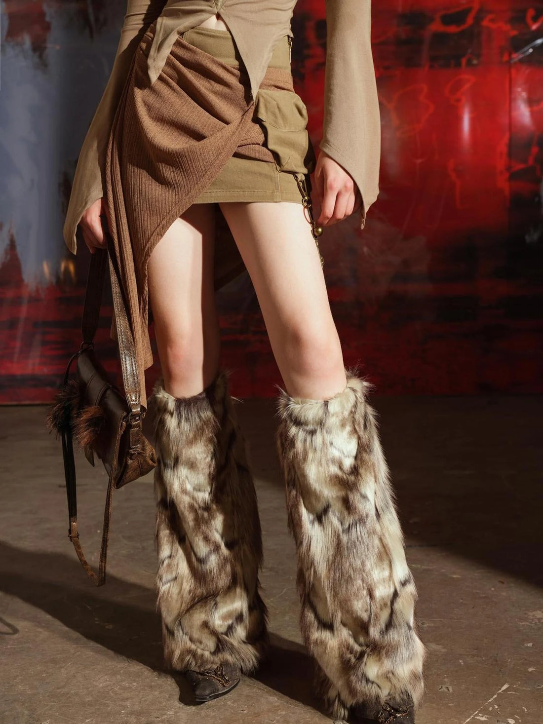 Patchwork Asymmetrical Mini Skirt
