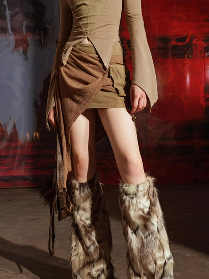 UpdateNN NORTH NODE Patchwork Asymmetrical Mini Skirt