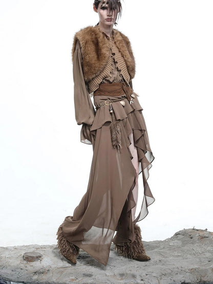 Petal Frilled Chiffon Layered Dress