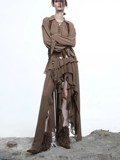 Petal Frilled Chiffon Layered Dress