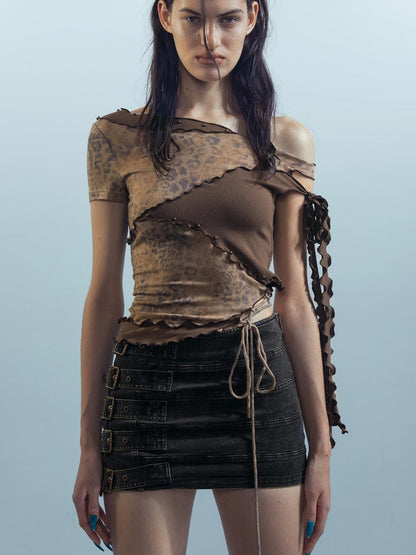 UpdateNN NORTH NODE Piscean Loom Ethereal Threads Asymmetric Knot V-Neck T-Shirt Long-Sleeve