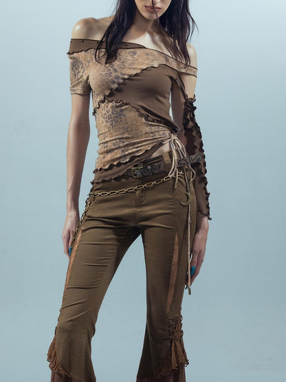 UpdateNN NORTH NODE Piscean Loom Ethereal Threads Asymmetric Knot V-Neck T-Shirt Long-Sleeve