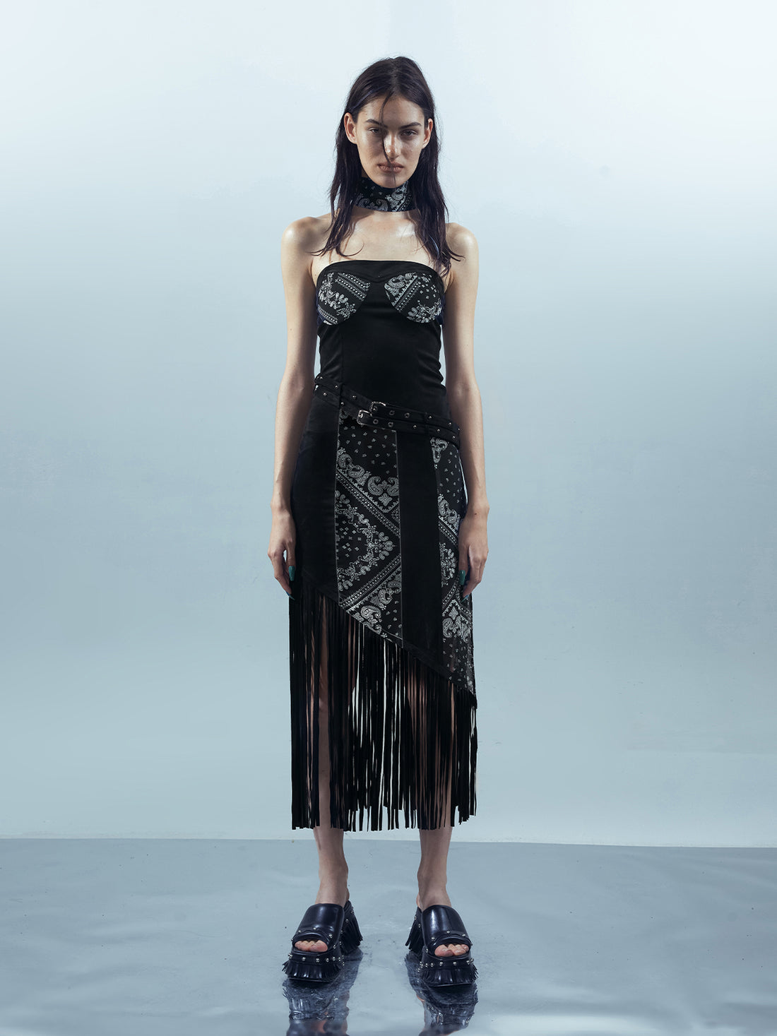 UpdateNN NORTH NODE Piscean Loom Ethereal Threads Fringe Trim Dress