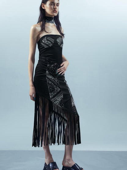 UpdateNN NORTH NODE Piscean Loom Ethereal Threads Fringe Trim Dress
