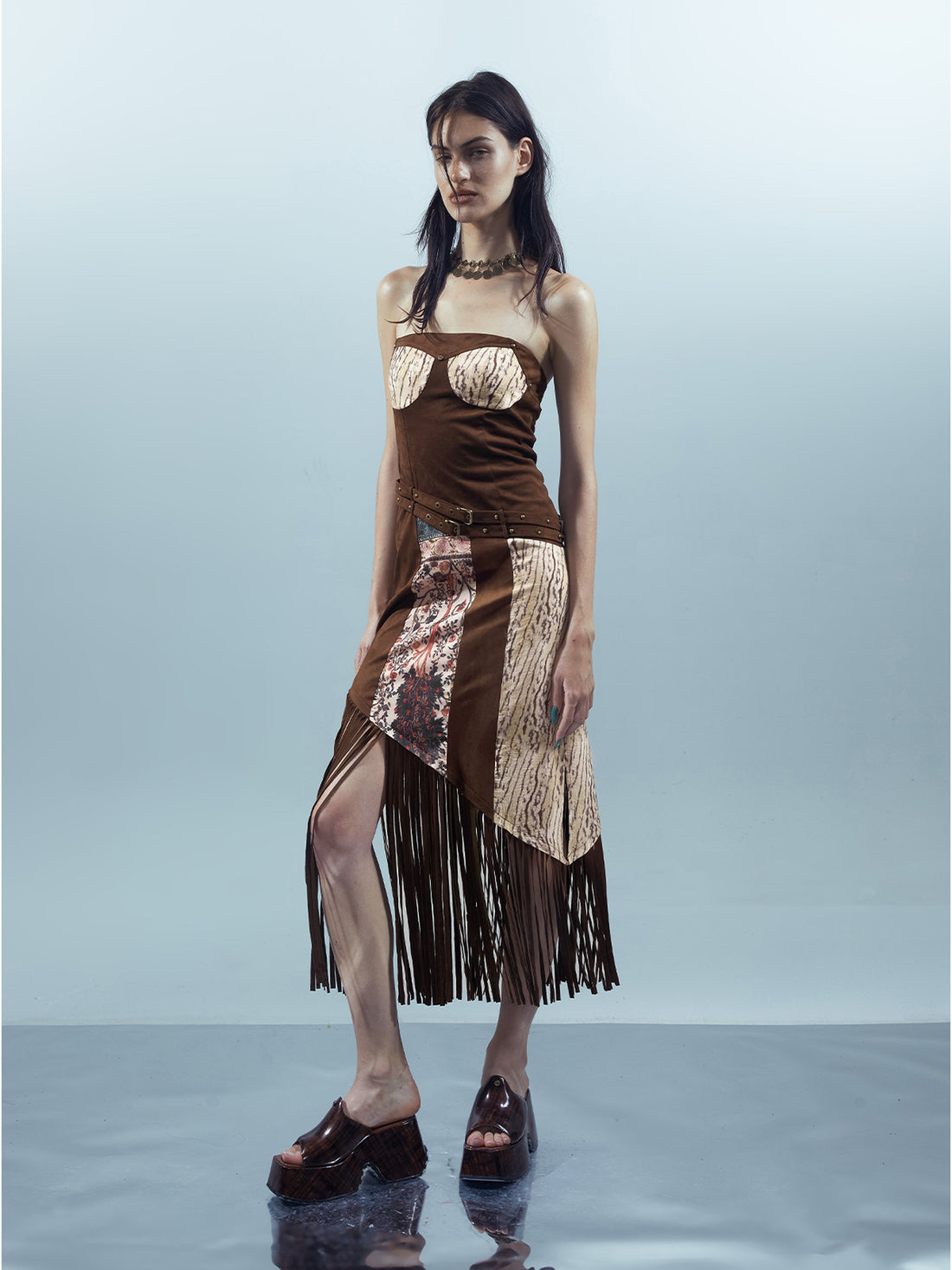 UpdateNN NORTH NODE Piscean Loom Ethereal Threads Fringe Trim Dress