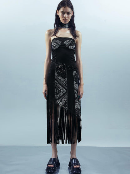 UpdateNN NORTH NODE Piscean Loom Ethereal Threads Fringe Trim Dress