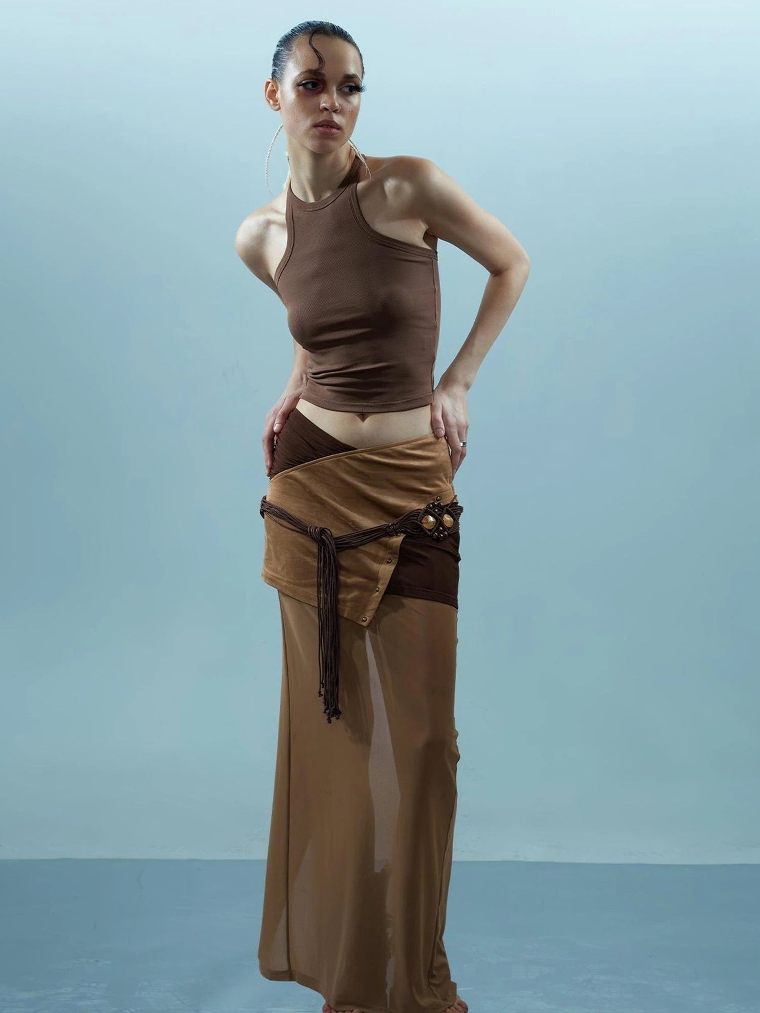 Piscean Loom Ethereal Threads Riveted Mesh Skirt