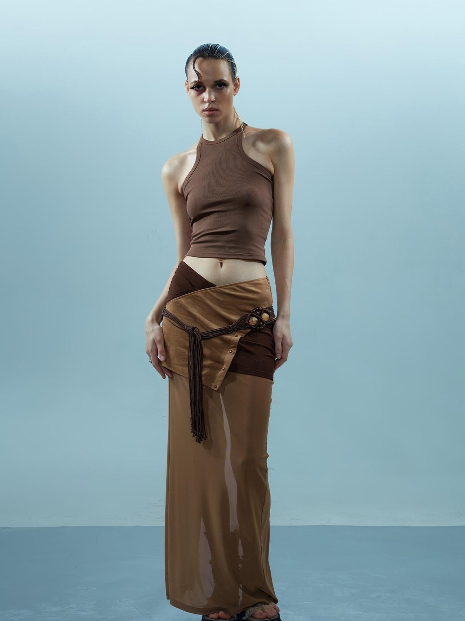NN NORTH NODE Piscean Loom Ethereal Threads Riveted Mesh Skirt