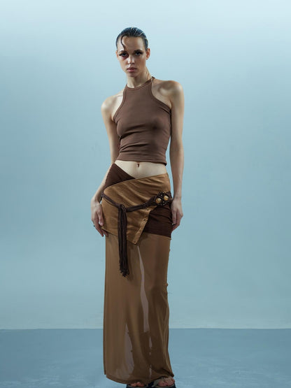 NN NORTH NODE Piscean Loom Ethereal Threads Riveted Mesh Skirt