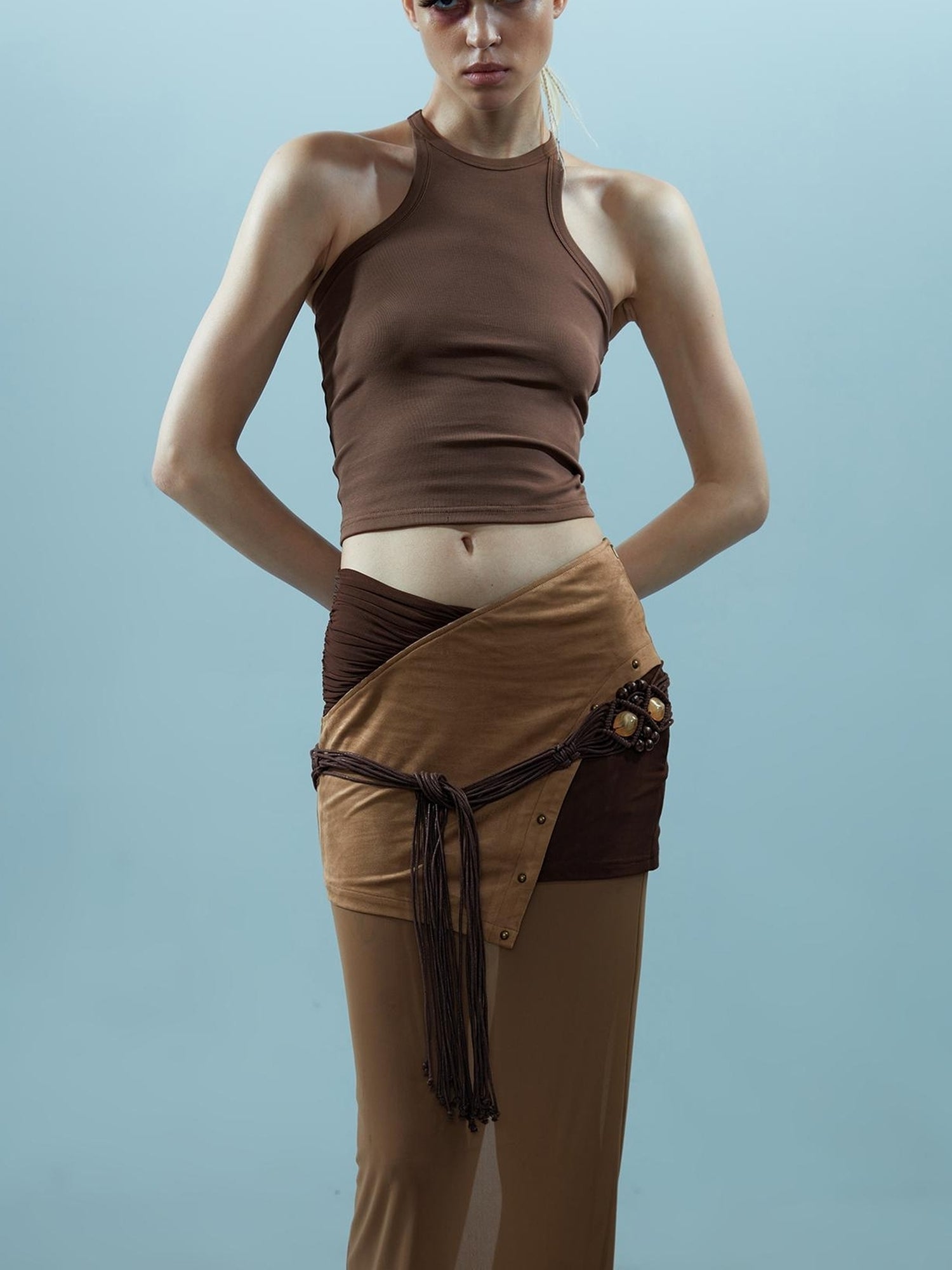 NN NORTH NODE Piscean Loom Ethereal Threads Riveted Mesh Skirt