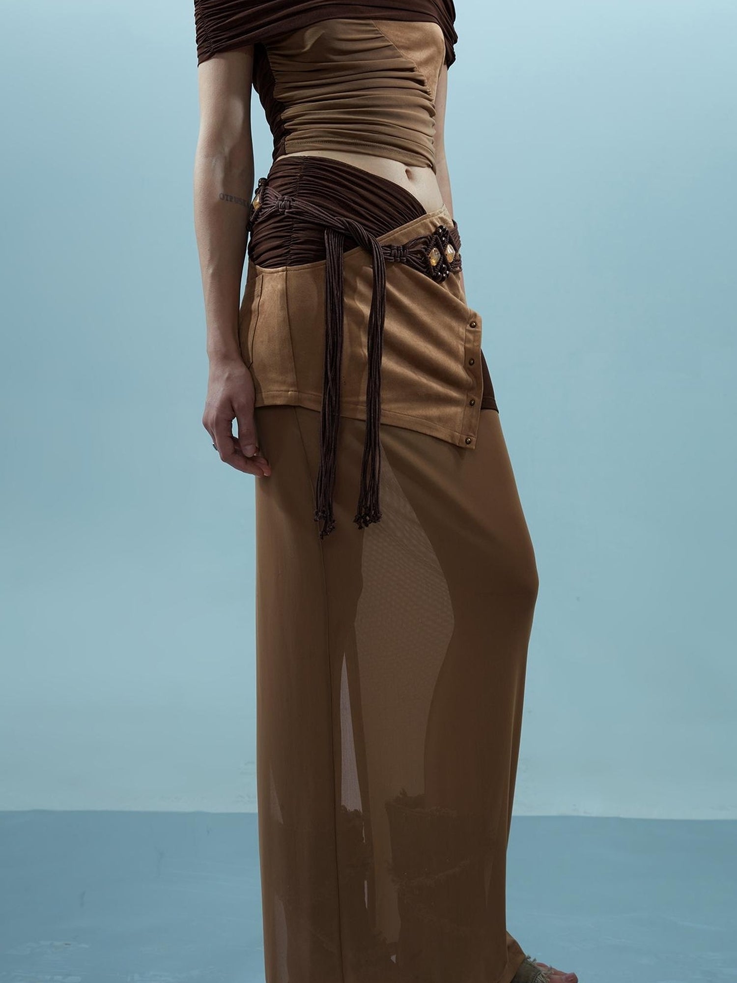 NN NORTH NODE Piscean Loom Ethereal Threads Riveted Mesh Skirt