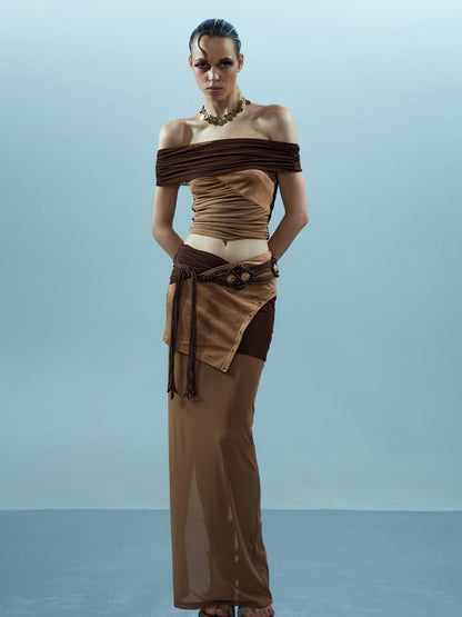 NN NORTH NODE Piscean Loom Ethereal Threads Riveted Mesh Skirt